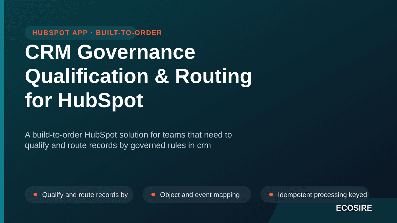 CRM Governance Qualification & Routing for HubSpot — A build-to-order HubSpot solution for teams that need to qualify and rou — 1/3
