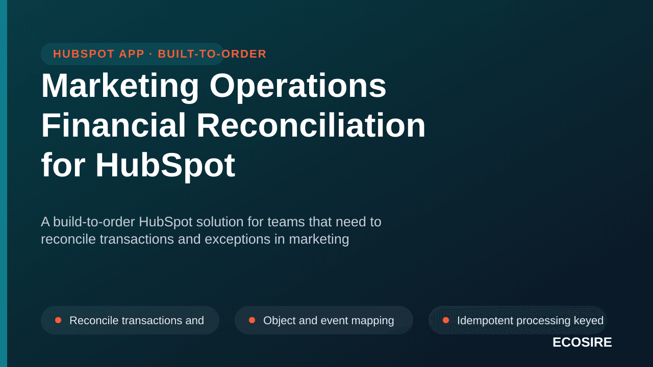 Marketing Operations Financial Reconciliation for HubSpot — A build-to-order HubSpot solution for teams that need to reconcil — 1/3