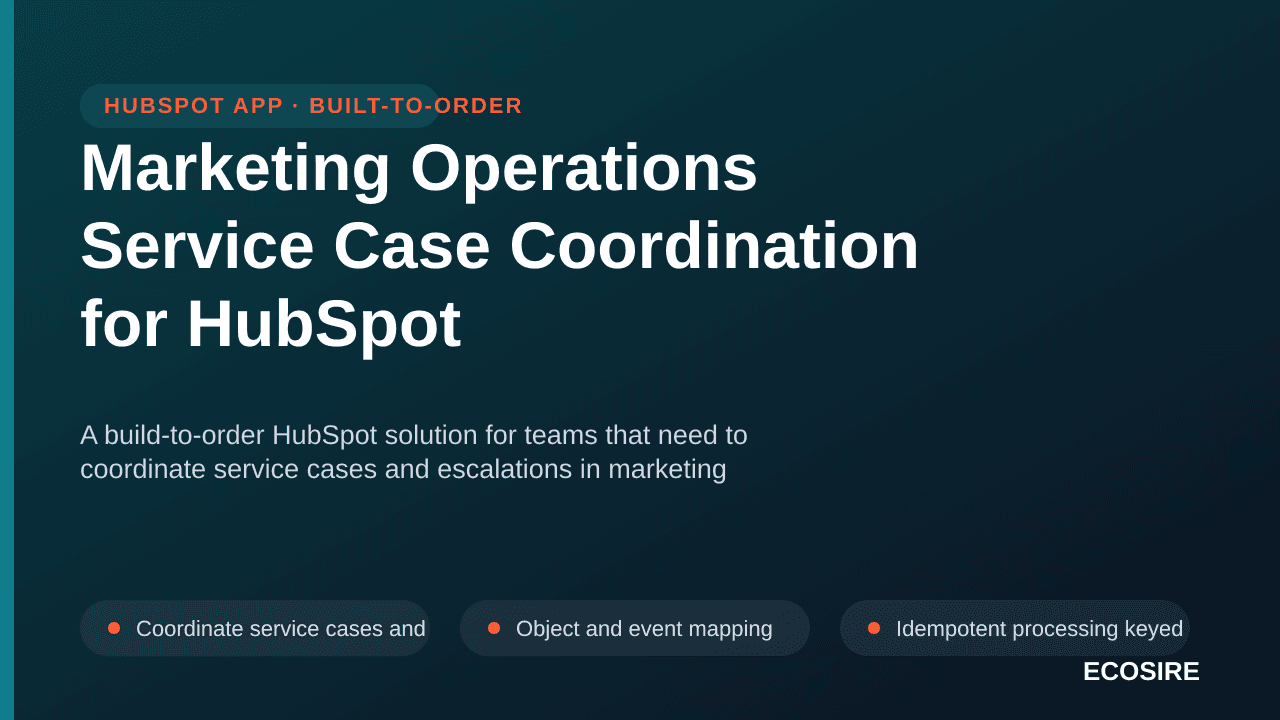 Marketing Operations Service Case Coordination for HubSpot — A build-to-order HubSpot solution for teams that need to coordin — 1/3