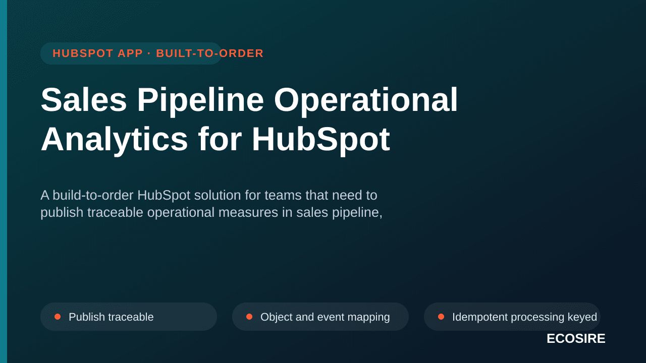 Sales Pipeline Operational Analytics for HubSpot — A build-to-order HubSpot solution for teams that need to publish traceable — 1/3