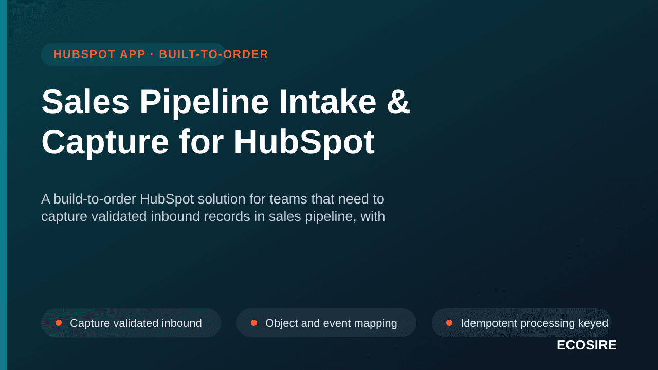 Sales Pipeline Intake & Capture for HubSpot — A build-to-order HubSpot solution for teams that need to capture validated inbo — 1/3