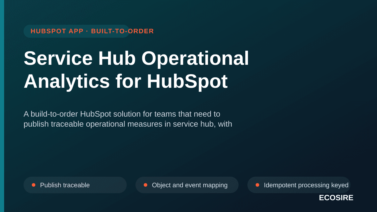 Service Hub Operational Analytics for HubSpot — A build-to-order HubSpot solution for teams that need to publish traceable op — 1/3