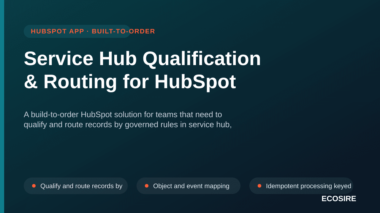 Service Hub Qualification & Routing for HubSpot — A build-to-order HubSpot solution for teams that need to qualify and route  — 1/3