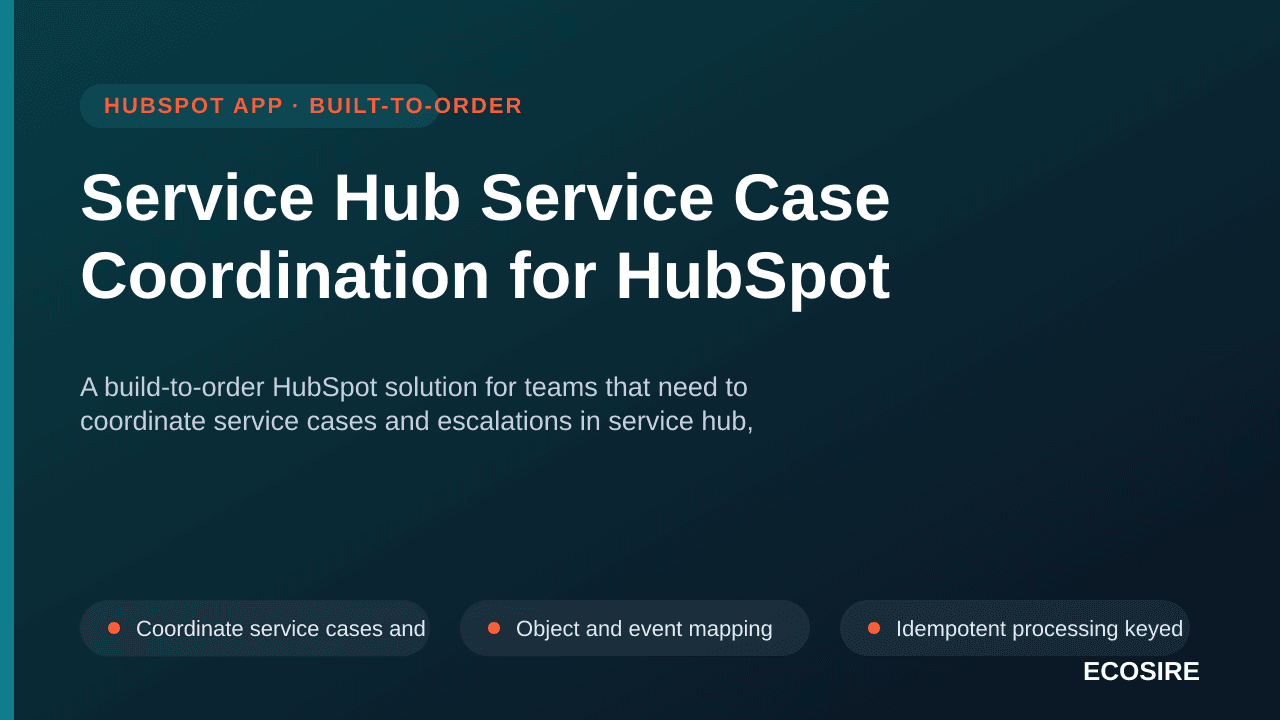 Service Hub Service Case Coordination for HubSpot — A build-to-order HubSpot solution for teams that need to coordinate servi — 1/3