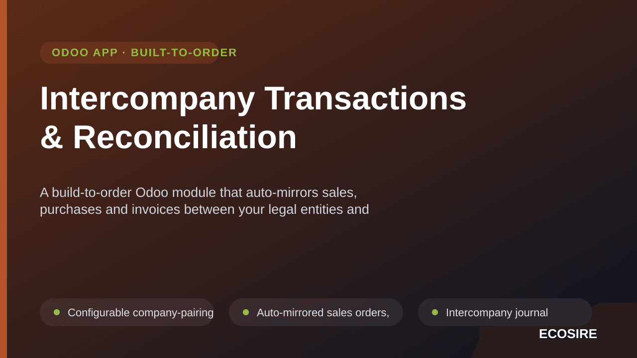 Intercompany Transactions & Reconciliation — A build-to-order Odoo module that auto-mirrors sales, purchases and invoices bet — Image 1 of 3