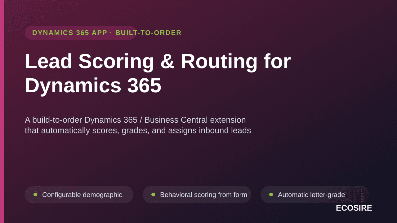 Lead Scoring & Routing for Dynamics 365 — A build-to-order Dynamics 365 / Business Central extension that automatically score — Image 1 of 3