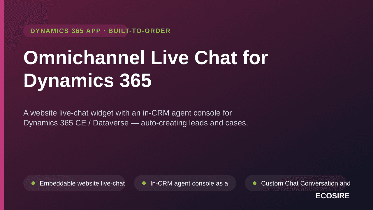 Omnichannel Live Chat for Dynamics 365 — A website live-chat widget with an in-CRM agent console for Dynamics 365 CE / Datave — Image 1 of 3
