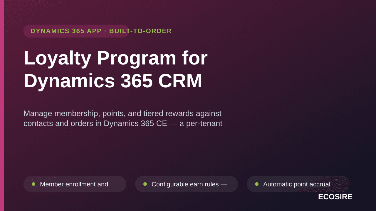 Loyalty Program for Dynamics 365 CRM — Manage membership, points, and tiered rewards against contacts and orders in Dynamics  — Image 1 of 3