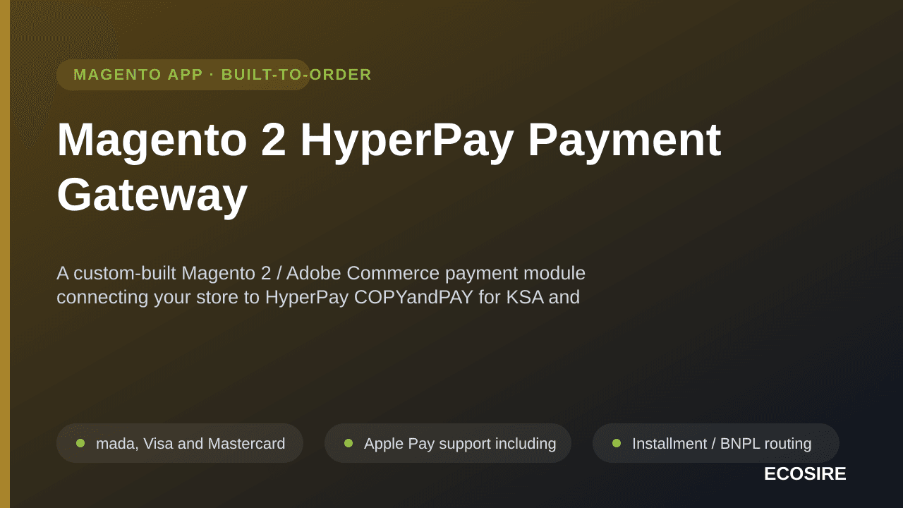 Magento 2 HyperPay Payment Gateway — A custom-built Magento 2 / Adobe Commerce payment module connecting your store to HyperP — Image 1 of 3