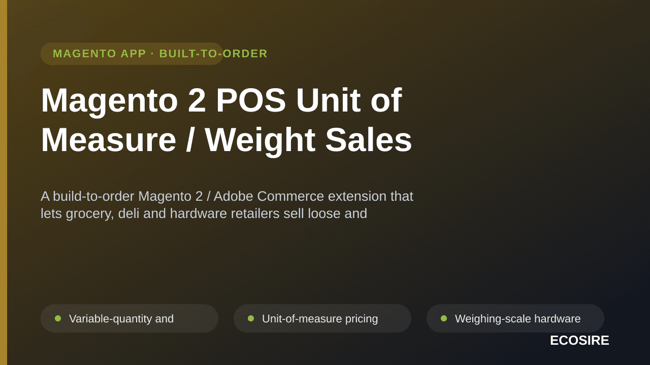Magento 2 POS Unit of Measure / Weight Sales — A build-to-order Magento 2 / Adobe Commerce extension that lets grocery, deli  — Image 1 of 3