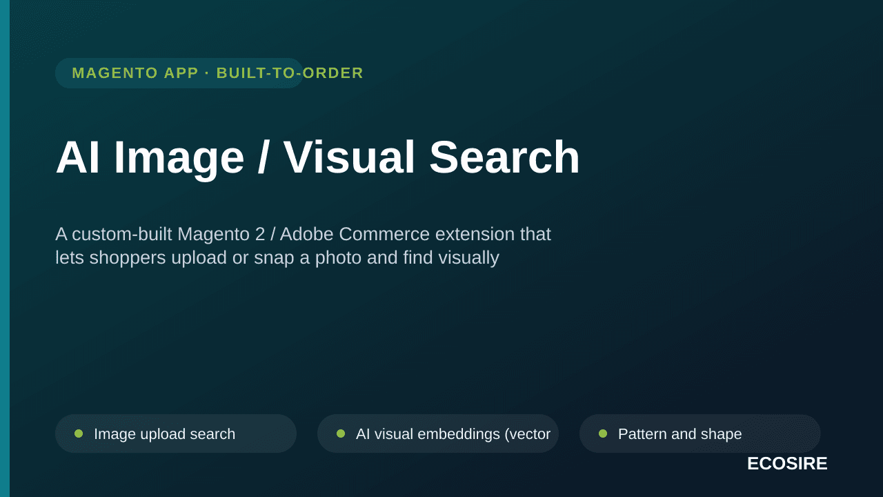 AI Image / Visual Search — A custom-built Magento 2 / Adobe Commerce extension that lets shoppers upload or snap a photo and  — Image 1 of 3