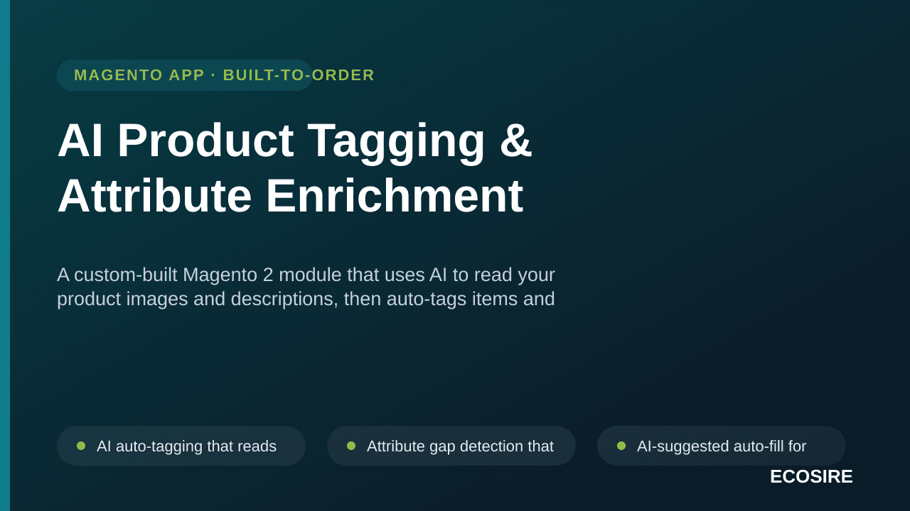 AI Product Tagging & Attribute Enrichment — A custom-built Magento 2 module that uses AI to read your product images and desc — Image 1 of 3