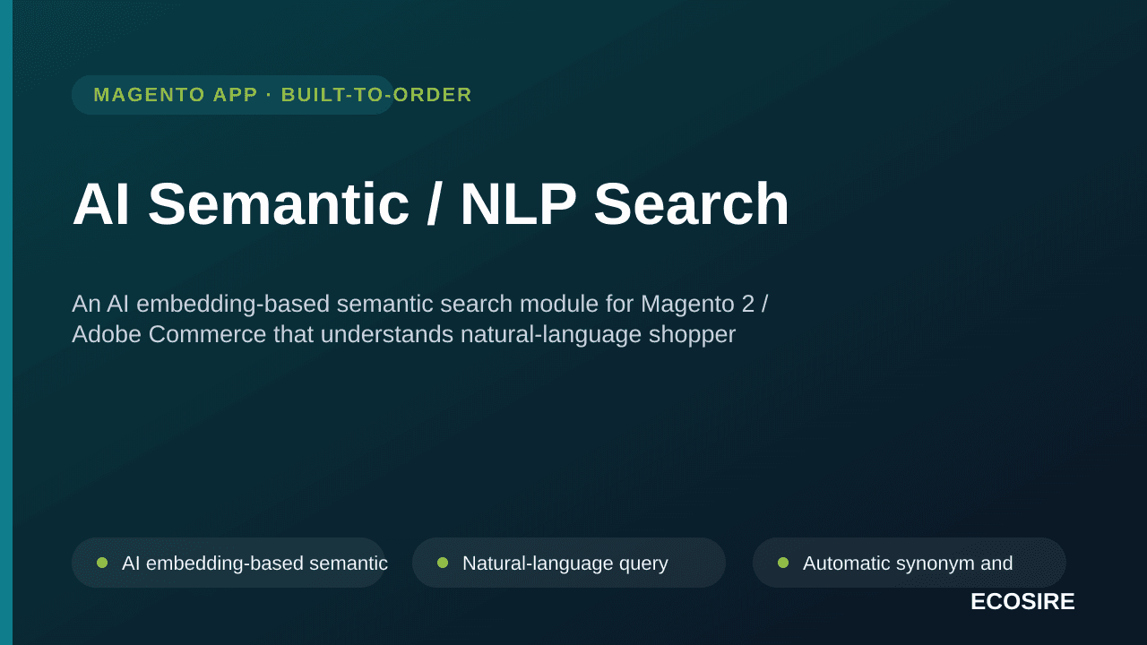 AI Semantic / NLP Search — An AI embedding-based semantic search module for Magento 2 / Adobe Commerce that understands natur — Image 1 of 3