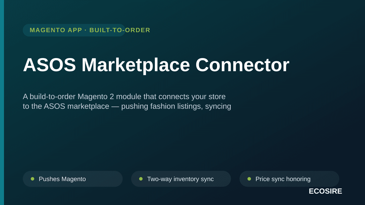 ASOS Marketplace Connector — A build-to-order Magento 2 module that connects your store to the ASOS marketplace — pushing fas — Image 1 of 3