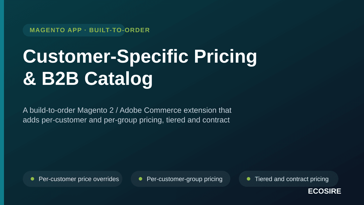 Customer-Specific Pricing & B2B Catalog — A build-to-order Magento 2 / Adobe Commerce extension that adds per-customer and pe — Image 1 of 3