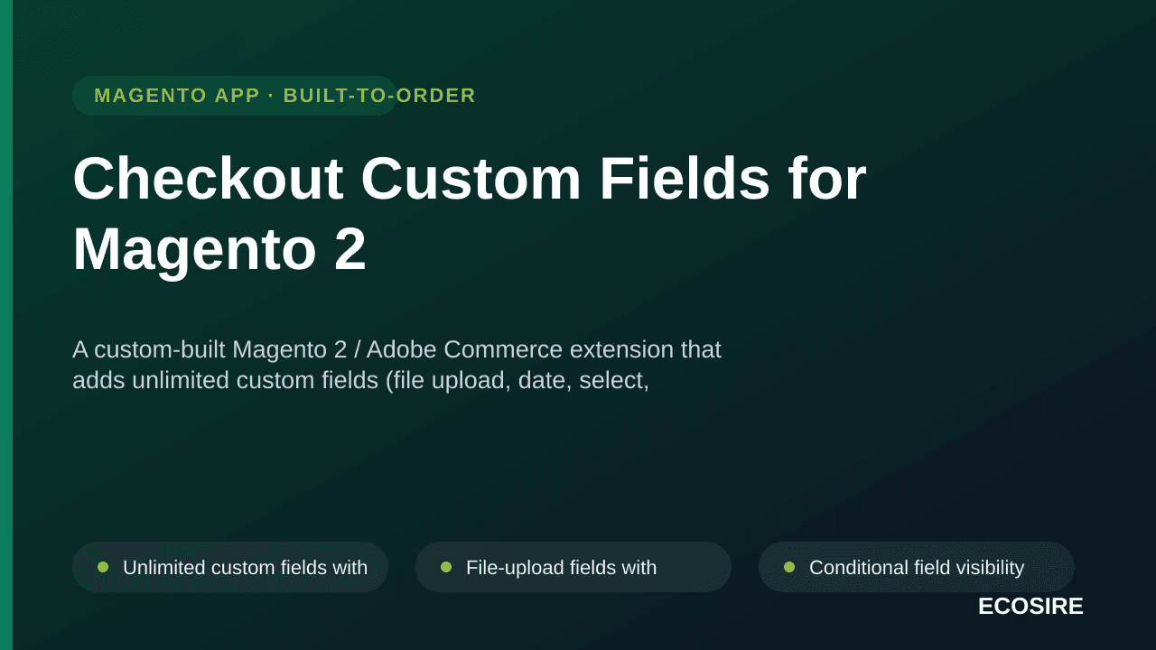 Checkout Custom Fields for Magento 2 — A custom-built Magento 2 / Adobe Commerce extension that adds unlimited custom fields  — Image 1 of 3
