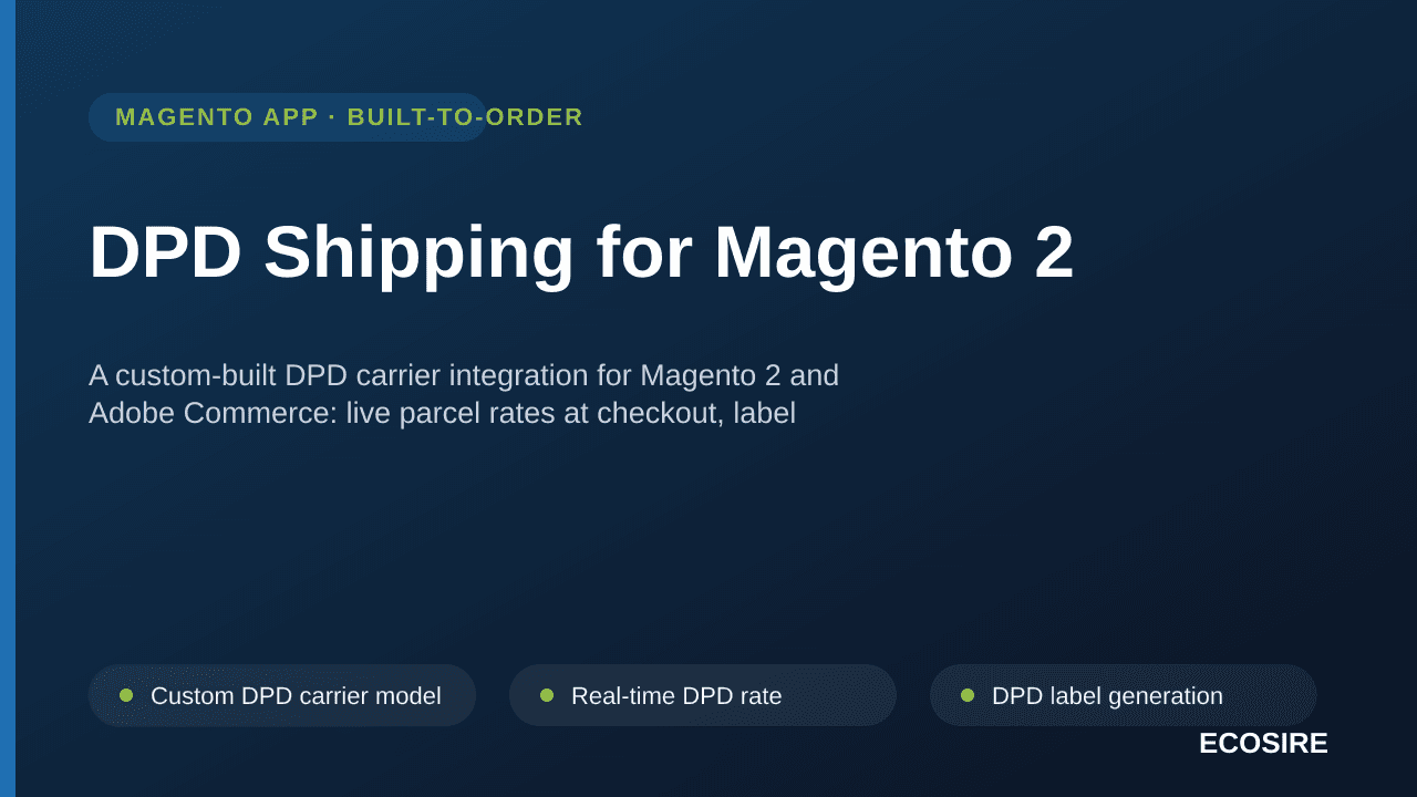 DPD Shipping for Magento 2 — A custom-built DPD carrier integration for Magento 2 and Adobe Commerce: live parcel rates at ch — Image 1 of 3