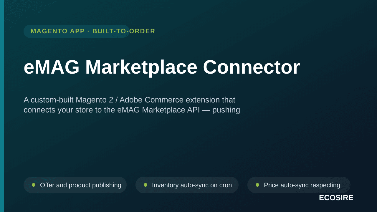 eMAG Marketplace Connector — A custom-built Magento 2 / Adobe Commerce extension that connects your store to the eMAG Marketp — Image 1 of 3