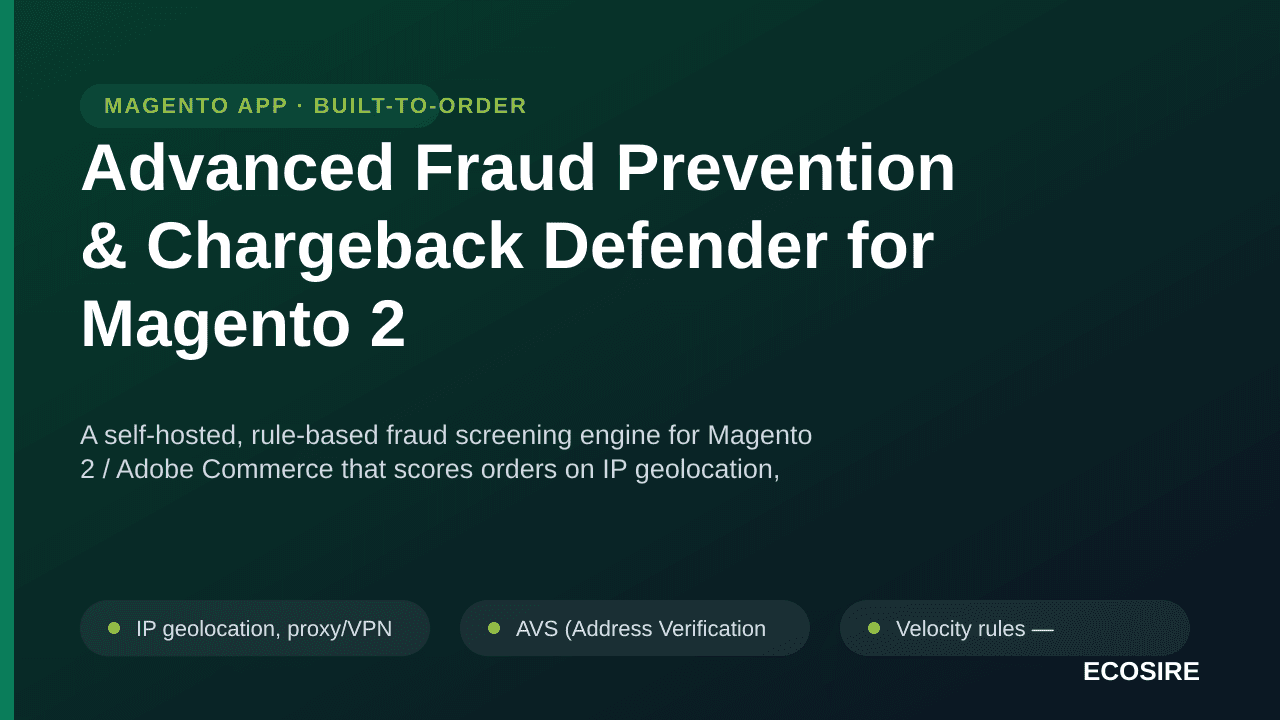 Advanced Fraud Prevention & Chargeback Defender for Magento 2 — A self-hosted, rule-based fraud screening engine for Magento  — Image 1 of 3