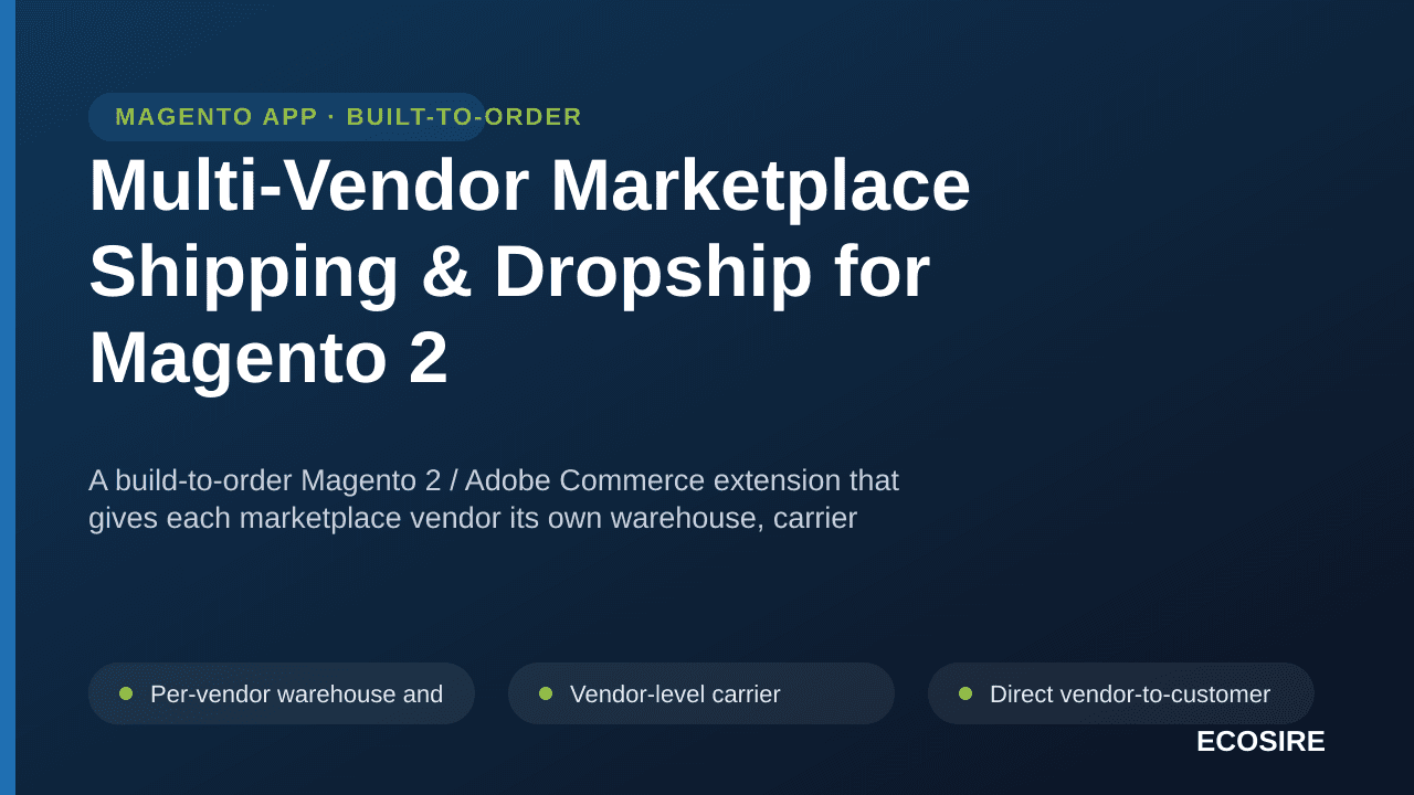 Multi-Vendor Marketplace Shipping & Dropship for Magento 2 — A build-to-order Magento 2 / Adobe Commerce extension that gives — Image 1 of 3