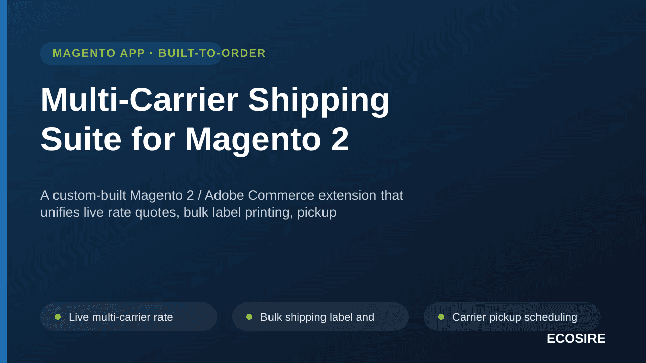 Multi-Carrier Shipping Suite for Magento 2 — A custom-built Magento 2 / Adobe Commerce extension that unifies live rate quote — Image 1 of 3