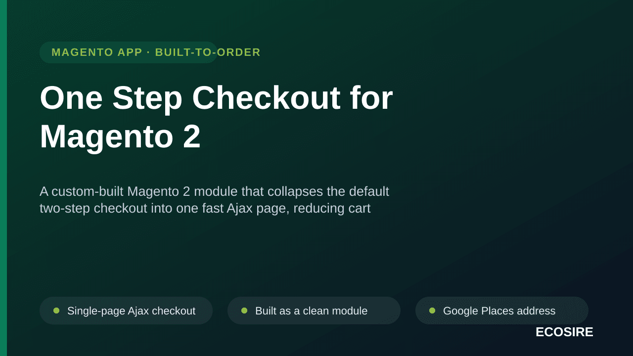 One Step Checkout for Magento 2 — A custom-built Magento 2 module that collapses the default two-step checkout into one fast  — Image 1 of 3