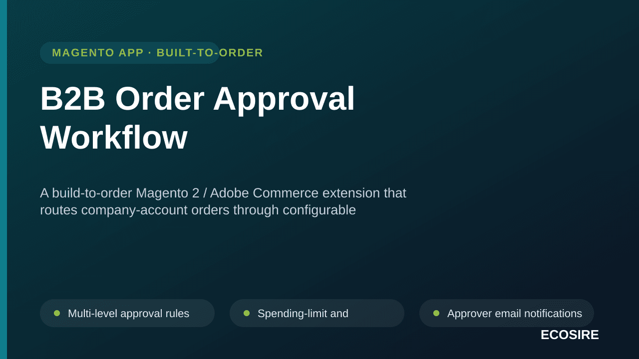 B2B Order Approval Workflow — A build-to-order Magento 2 / Adobe Commerce extension that routes company-account orders throug — Image 1 of 3