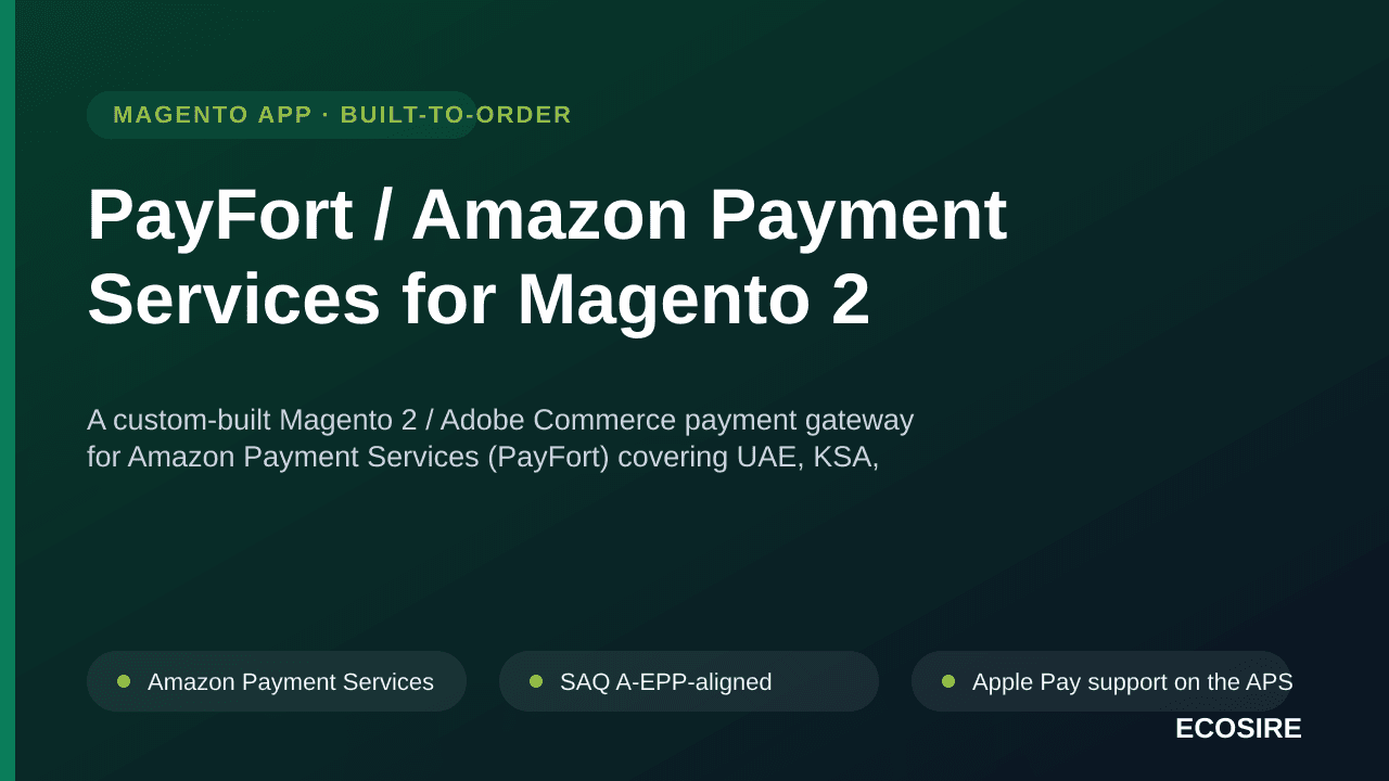 PayFort / Amazon Payment Services for Magento 2 — A custom-built Magento 2 / Adobe Commerce payment gateway for Amazon Paymen — Image 1 of 3