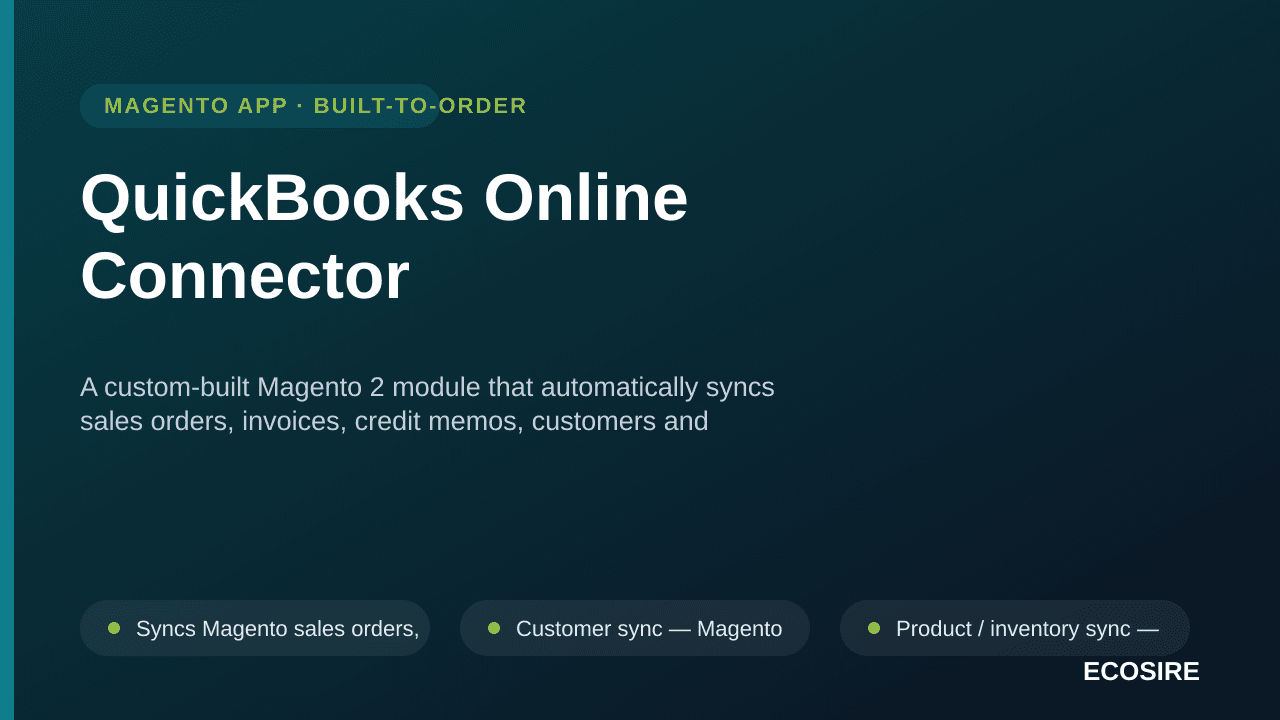 QuickBooks Online Connector — A custom-built Magento 2 module that automatically syncs sales orders, invoices, credit memos,  — Image 1 of 3