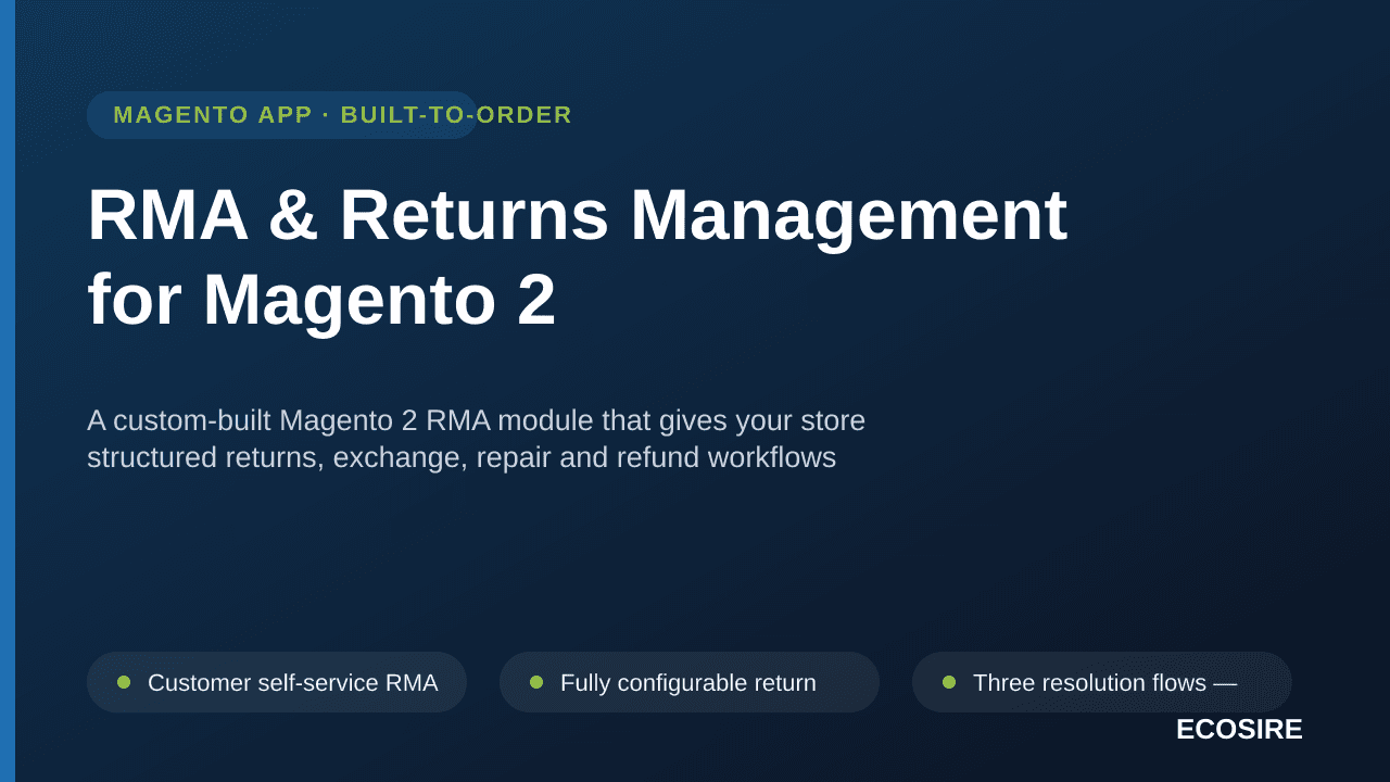 RMA & Returns Management for Magento 2 — A custom-built Magento 2 RMA module that gives your store structured returns, exchan — Image 1 of 3