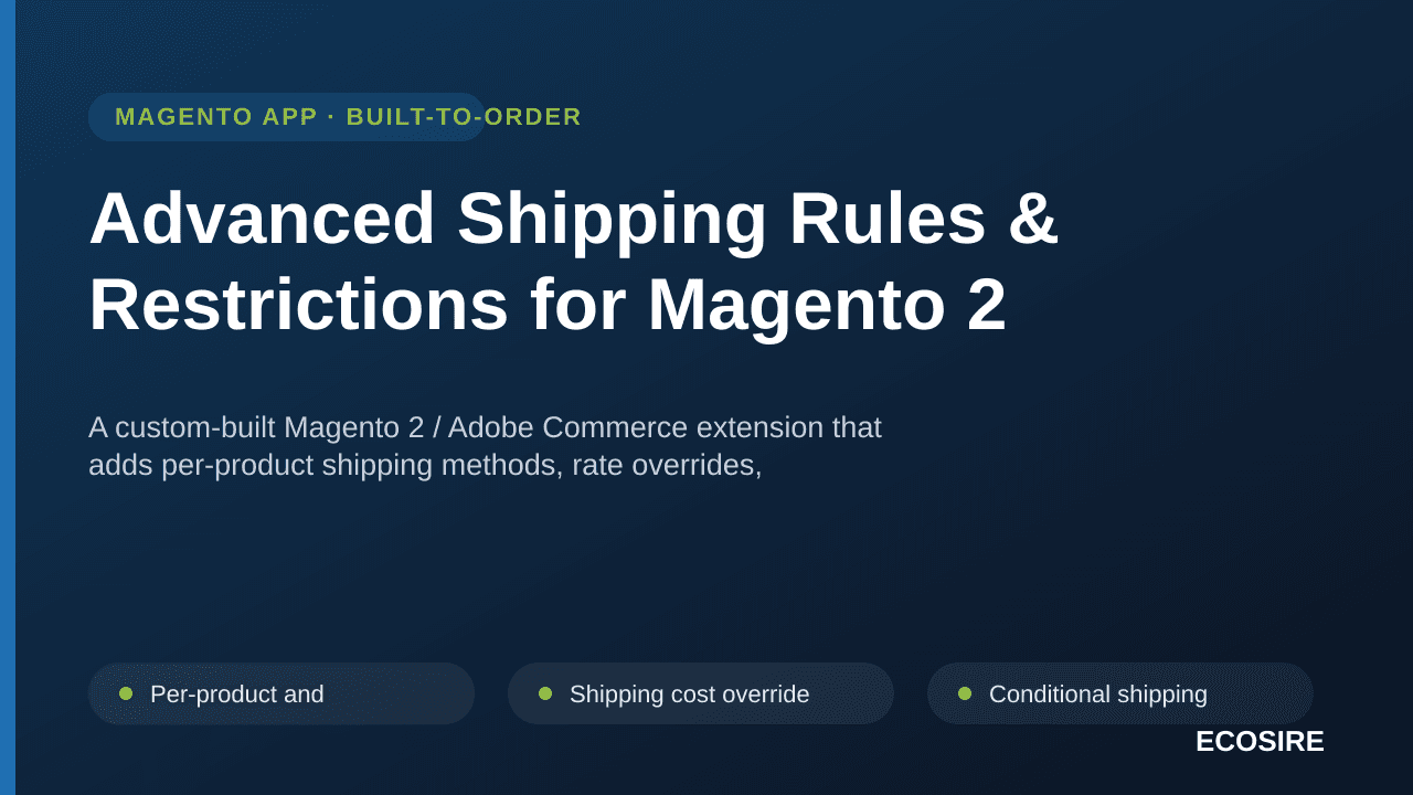 Advanced Shipping Rules & Restrictions for Magento 2 — A custom-built Magento 2 / Adobe Commerce extension that adds per-prod — Image 1 of 3