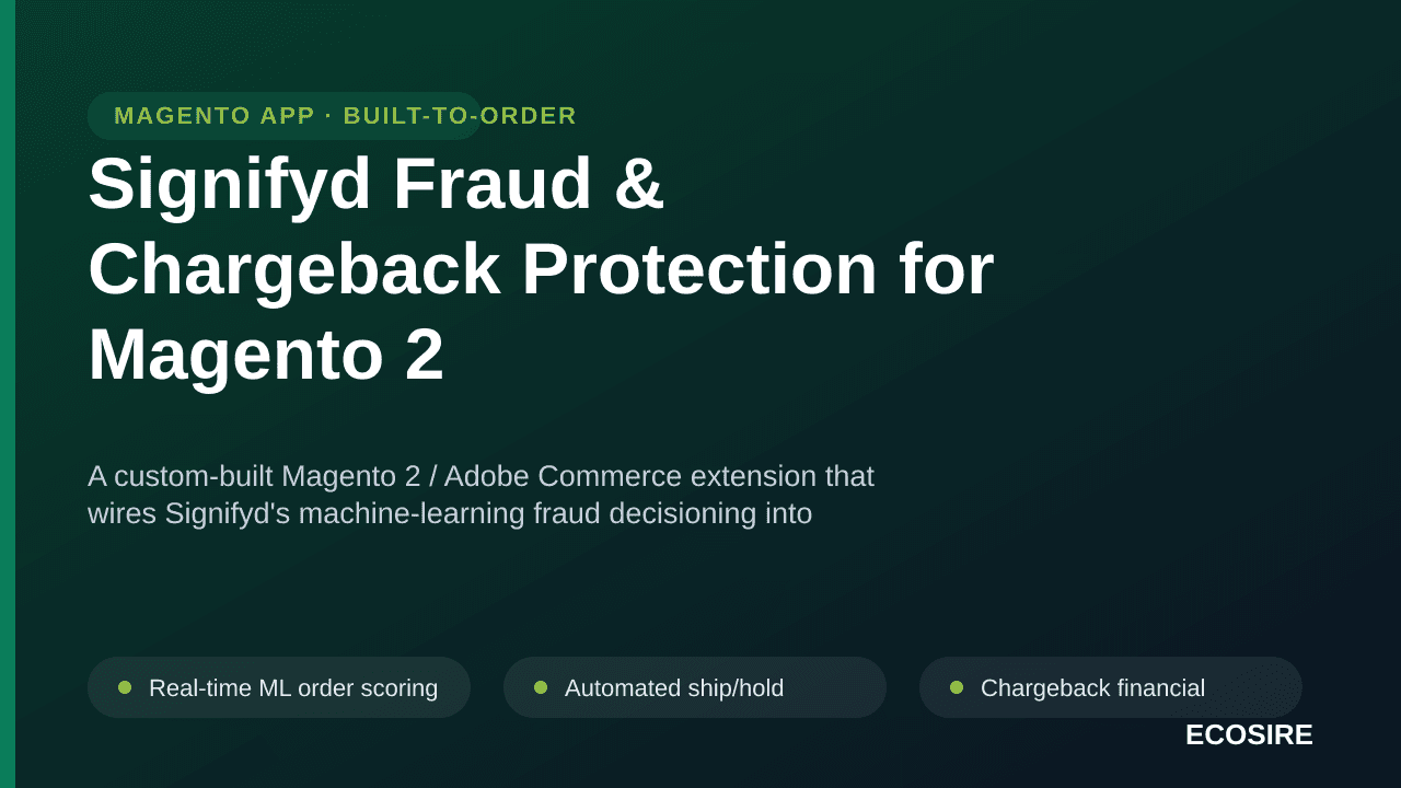 Signifyd Fraud & Chargeback Protection for Magento 2 — A custom-built Magento 2 / Adobe Commerce extension that wires Signify — Image 1 of 3