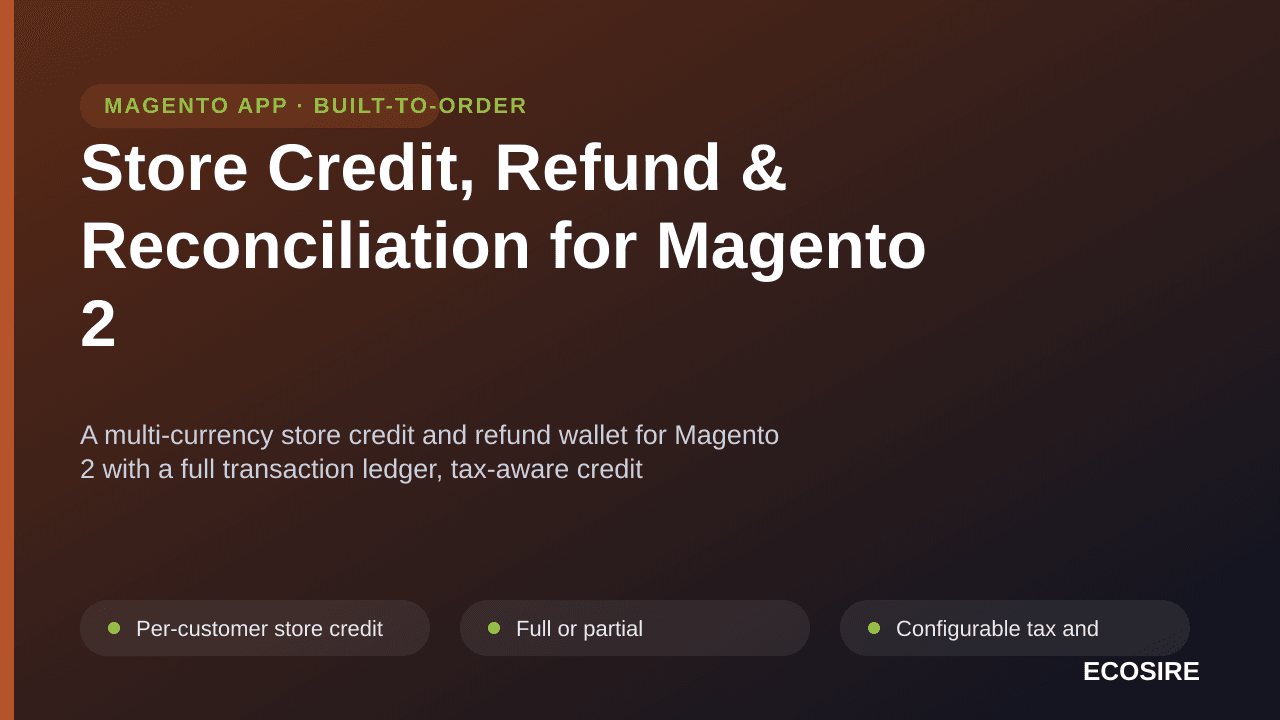 Store Credit, Refund & Reconciliation for Magento 2 — A multi-currency store credit and refund wallet for Magento 2 with a fu — Image 1 of 3