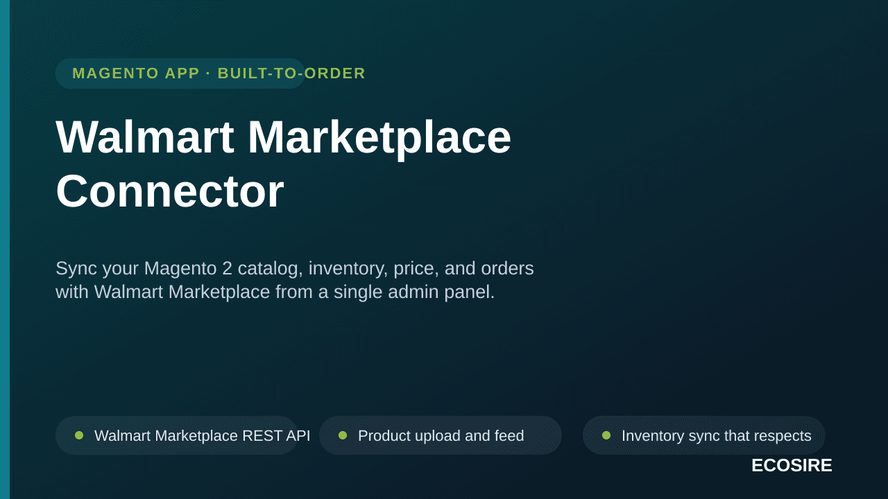 Walmart Marketplace Connector — Sync your Magento 2 catalog, inventory, price, and orders with Walmart Marketplace from a sin — Image 1 of 3