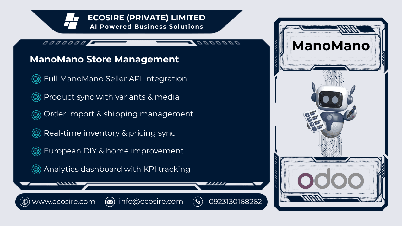 ManoMano Store Management — Comprehensive ManoMano Store Management for Odoo 19/18/17