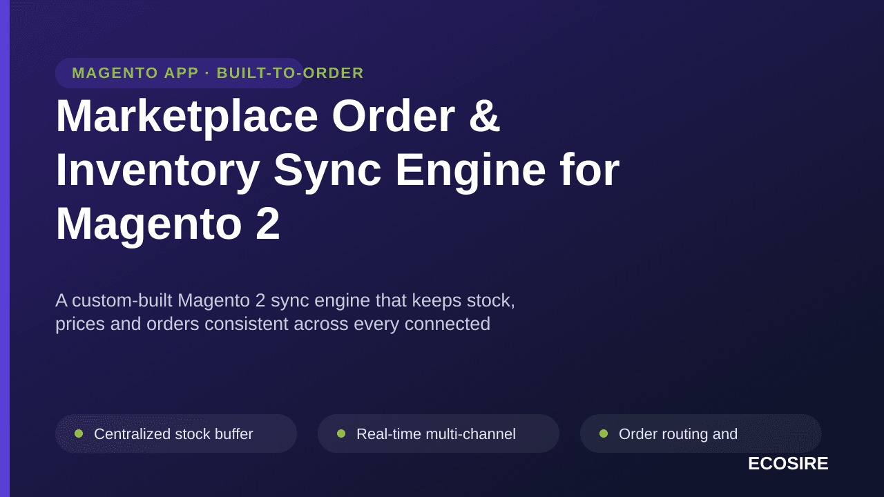 Marketplace Order & Inventory Sync Engine for Magento 2 — A custom-built Magento 2 sync engine that keeps stock, prices and o — Image 1 of 3