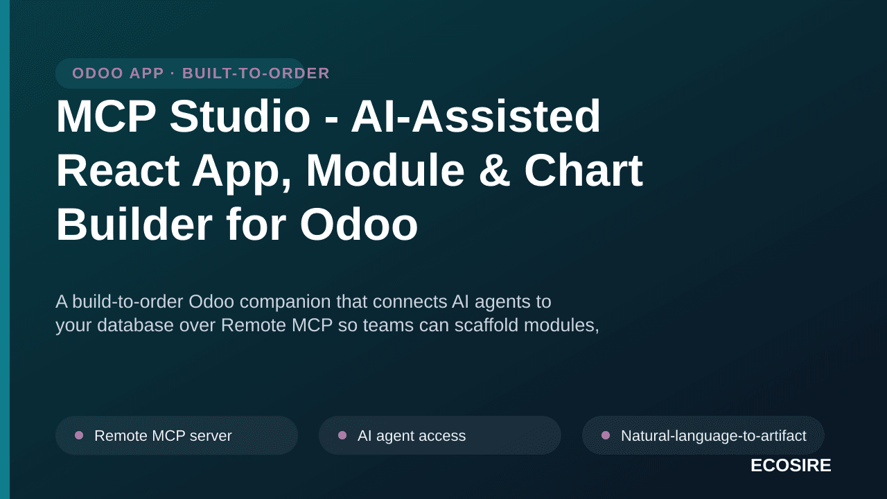 MCP Studio - AI-Assisted React App, Module & Chart Builder for Odoo — A build-to-order Odoo companion that connects AI agents — Image 1 of 3