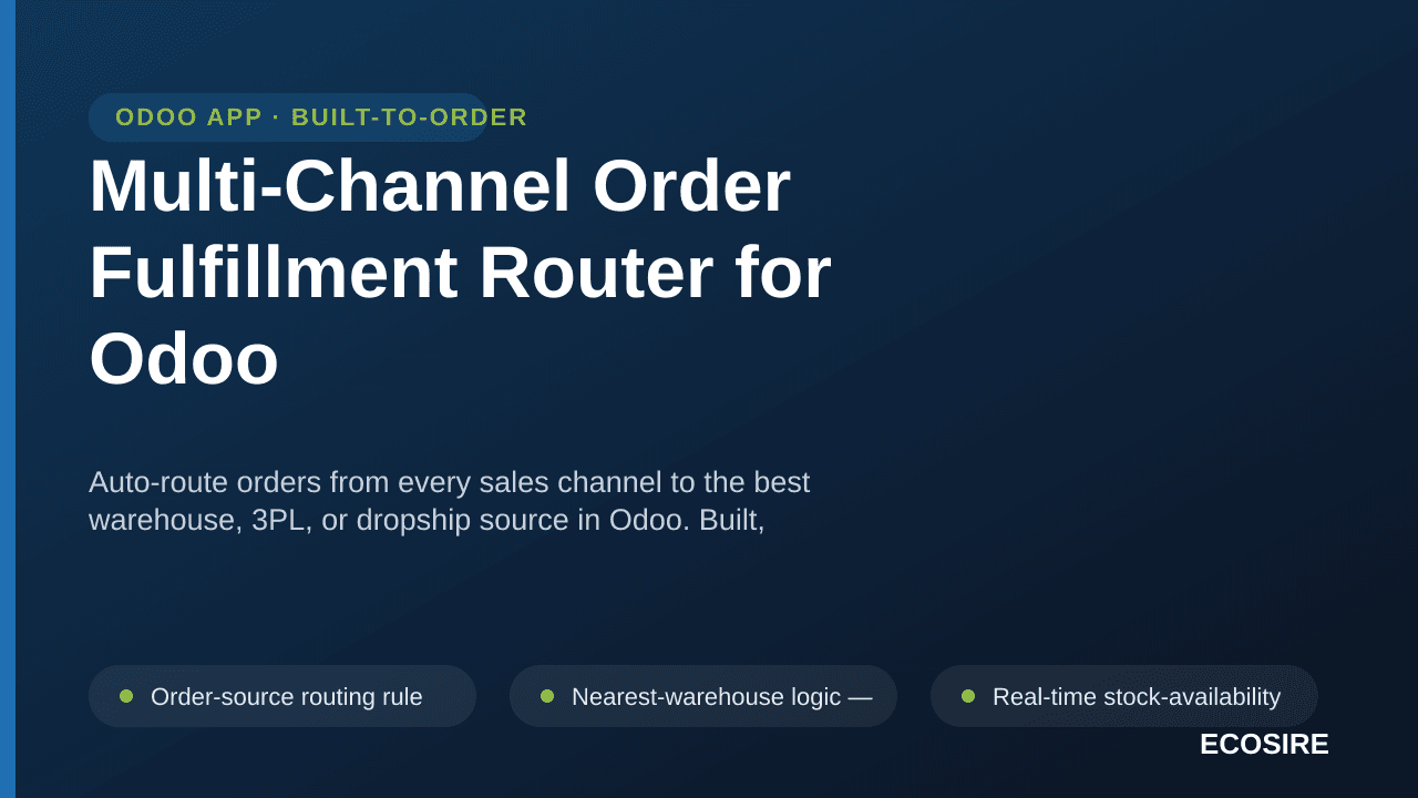 Multi-Channel Order Fulfillment Router for Odoo — Auto-route orders from every sales channel to the best warehouse, 3PL, or d — Image 1 of 3