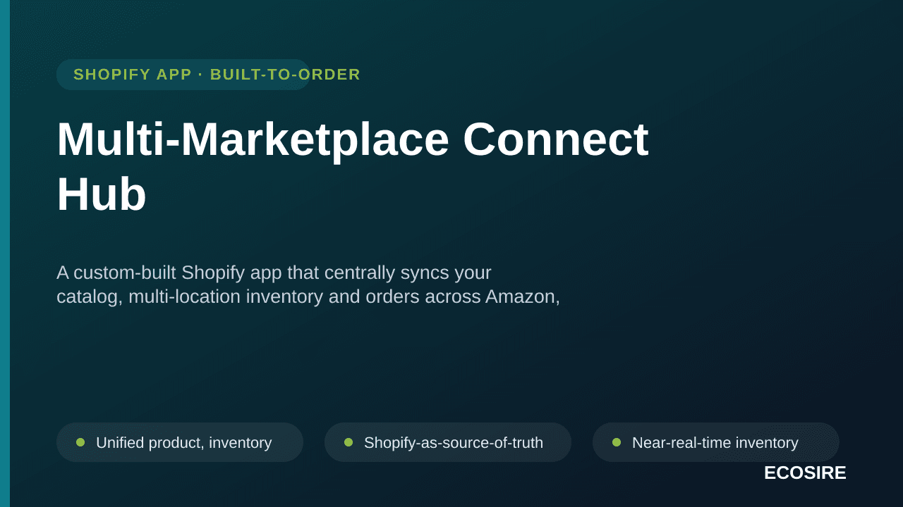 Multi-Marketplace Connect Hub — A custom-built Shopify app that centrally syncs your catalog, multi-location inventory and or — Image 1 of 3