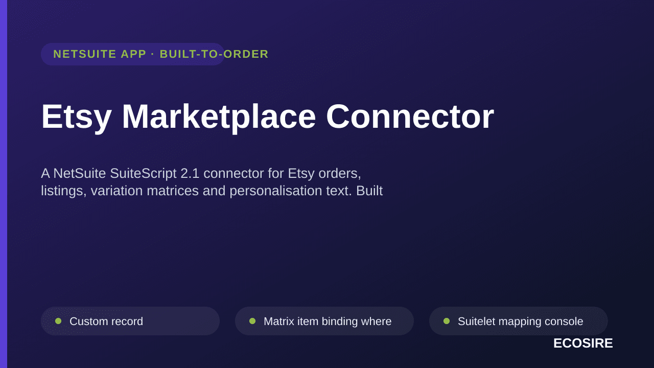 Etsy Marketplace Connector — A NetSuite SuiteScript 2
