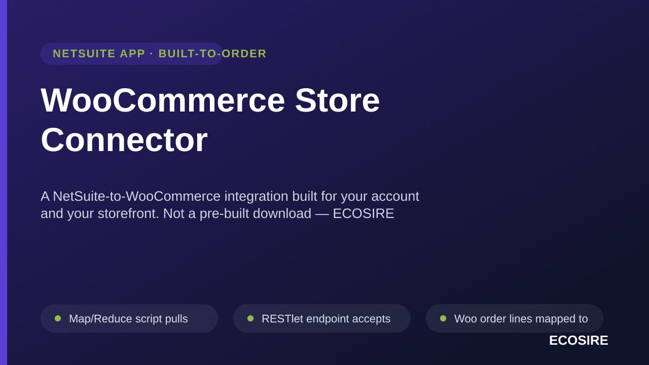 WooCommerce Store Connector — A NetSuite-to-WooCommerce integration built for your account and your storefront