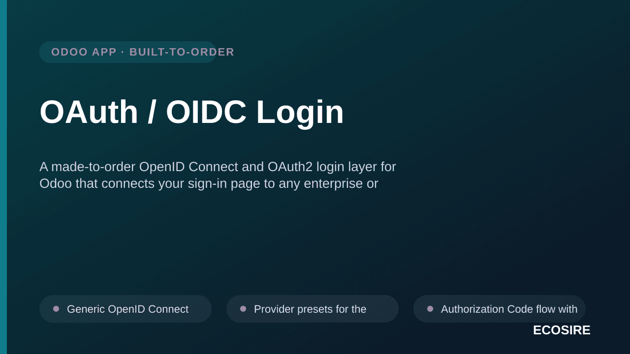 OAuth / OIDC Login — A made-to-order OpenID Connect and OAuth2 login layer for Odoo that connects your sign-in page to any en — Image 1 of 3