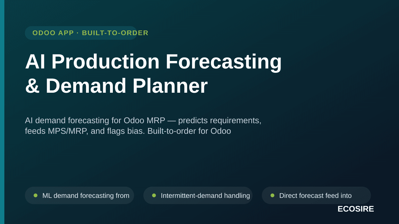 AI Production Forecasting & Demand Planner — AI demand forecasting for Odoo MRP — predicts requirements, feeds MPS/MRP, and f — Image 1 of 3