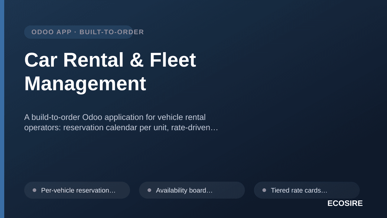 Car Rental & Fleet Management — A build-to-order Odoo application for vehicle rental operators: reservation calendar per unit — 1/1