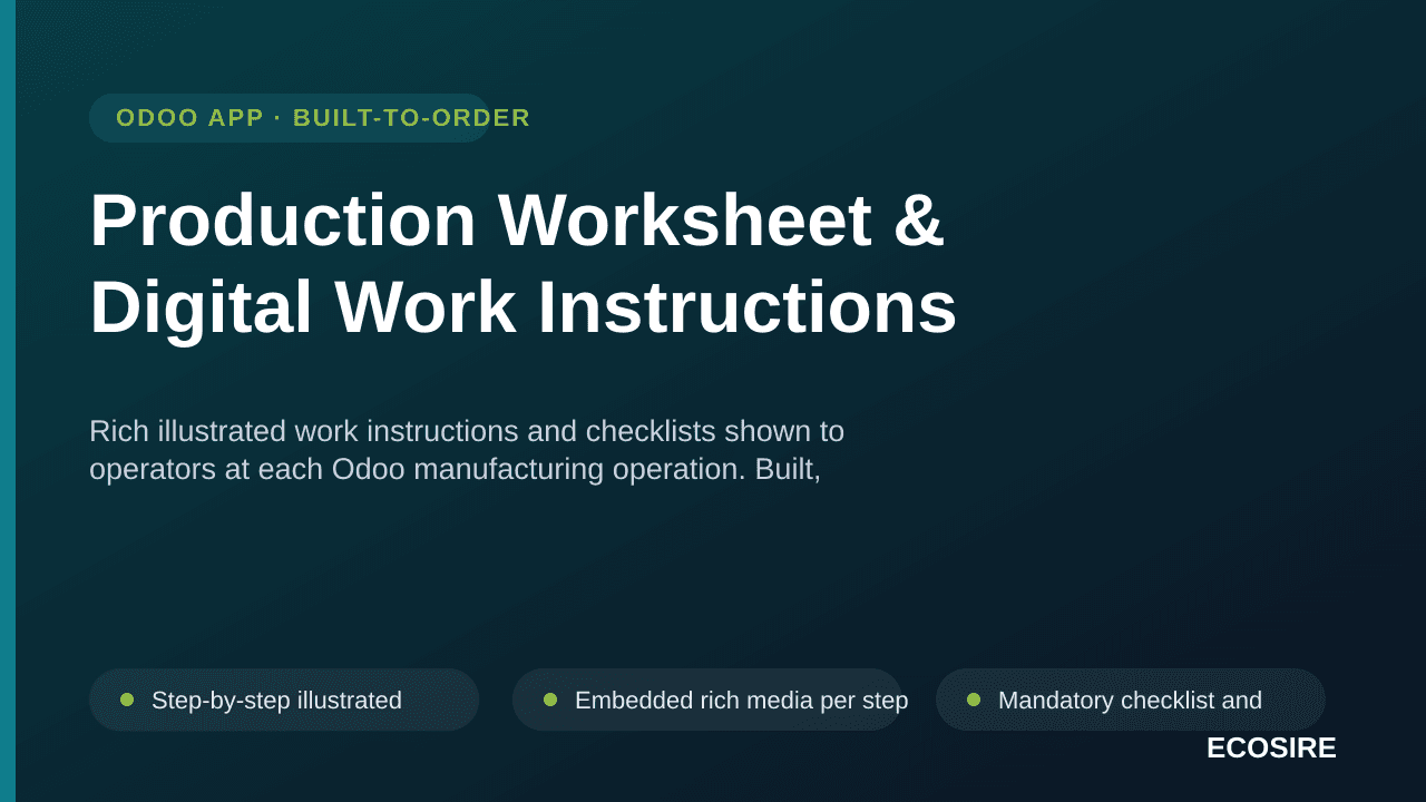 Production Worksheet & Digital Work Instructions — Rich illustrated work instructions and checklists shown to operators at ea — Image 1 of 3