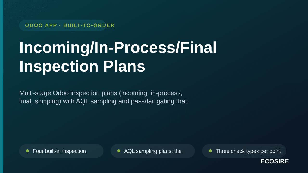 Incoming/In-Process/Final Inspection Plans — Multi-stage Odoo inspection plans (incoming, in-process, final, shipping) with A — Image 1 of 3