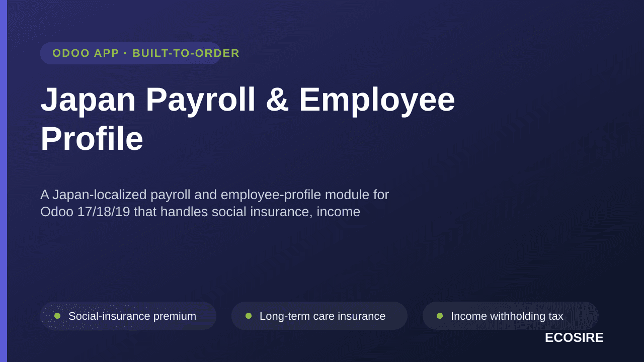 Japan Payroll & Employee Profile — A Japan-localized payroll and employee-profile module for Odoo 17/18/19 that handles socia — Image 1 of 3