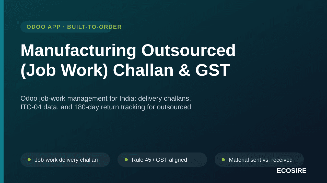 Manufacturing Outsourced (Job Work) Challan & GST — Odoo job-work management for India: delivery challans, ITC-04 data, and 1 — Image 1 of 3