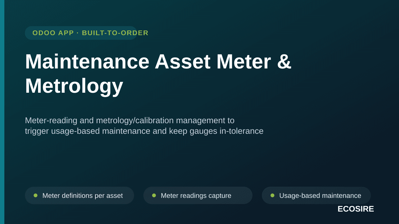 Maintenance Asset Meter & Metrology — Meter-reading and metrology/calibration management to trigger usage-based maintenance a — Image 1 of 3