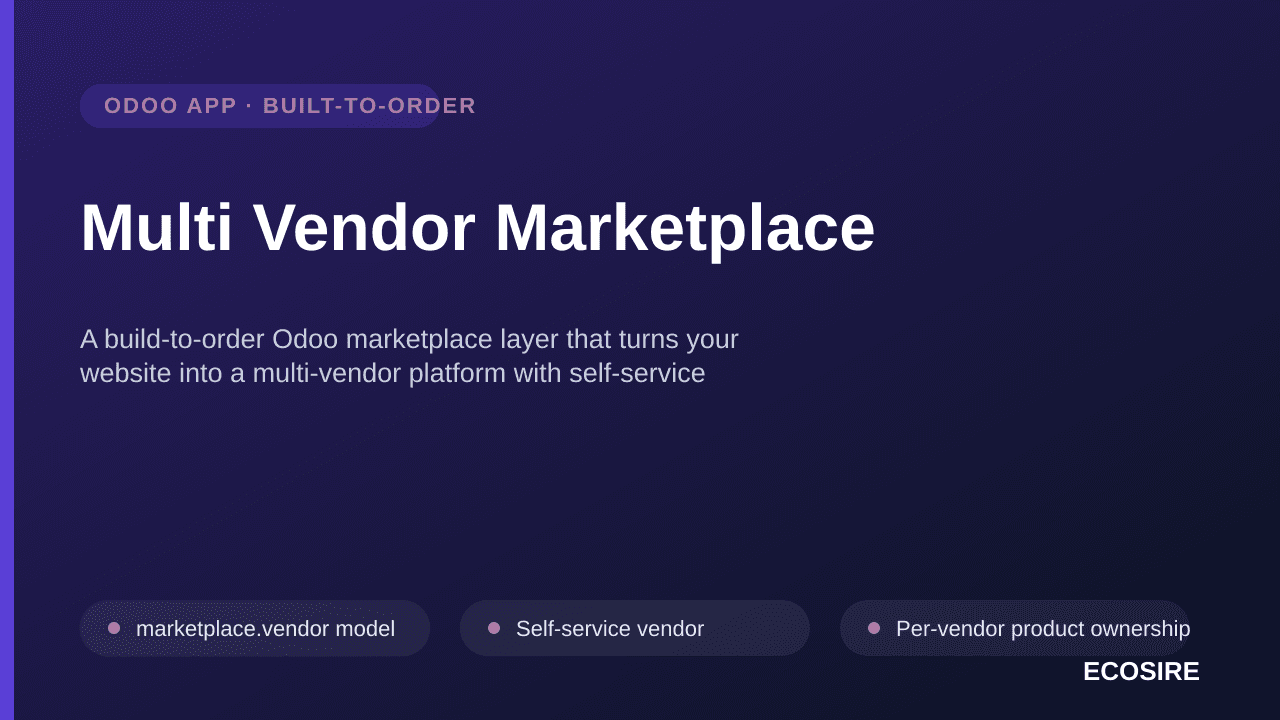 Multi Vendor Marketplace — A build-to-order Odoo marketplace layer that turns your website into a multi-vendor platform with  — Image 1 of 3